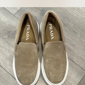 Prada Brown Suede Slip-On Shoes